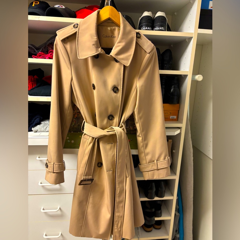 Calvin Klein Beige Tan Trench Coat